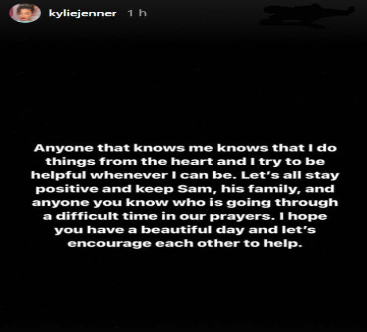 Instagram Story di Kylie Jenner - Fonte: Instagram