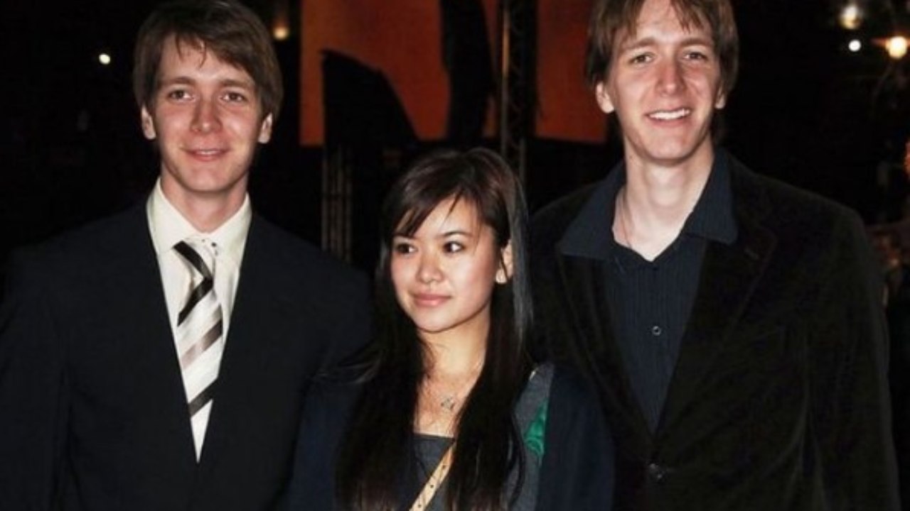 Katie Leung con James e Oliver Phelps