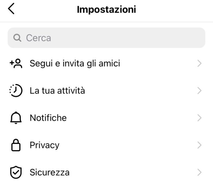 Impostazioni Instagram