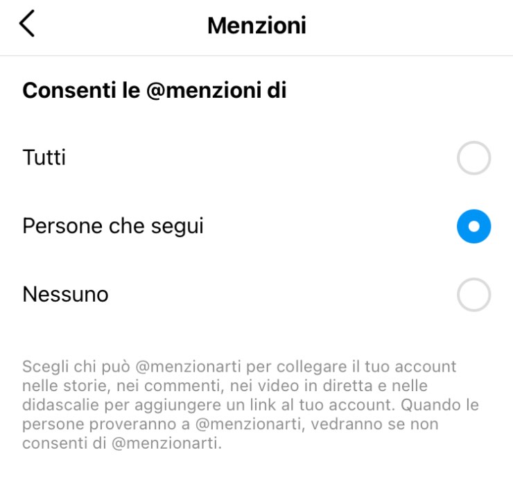 Come rimuovere la menzione, Fonte: Instagram