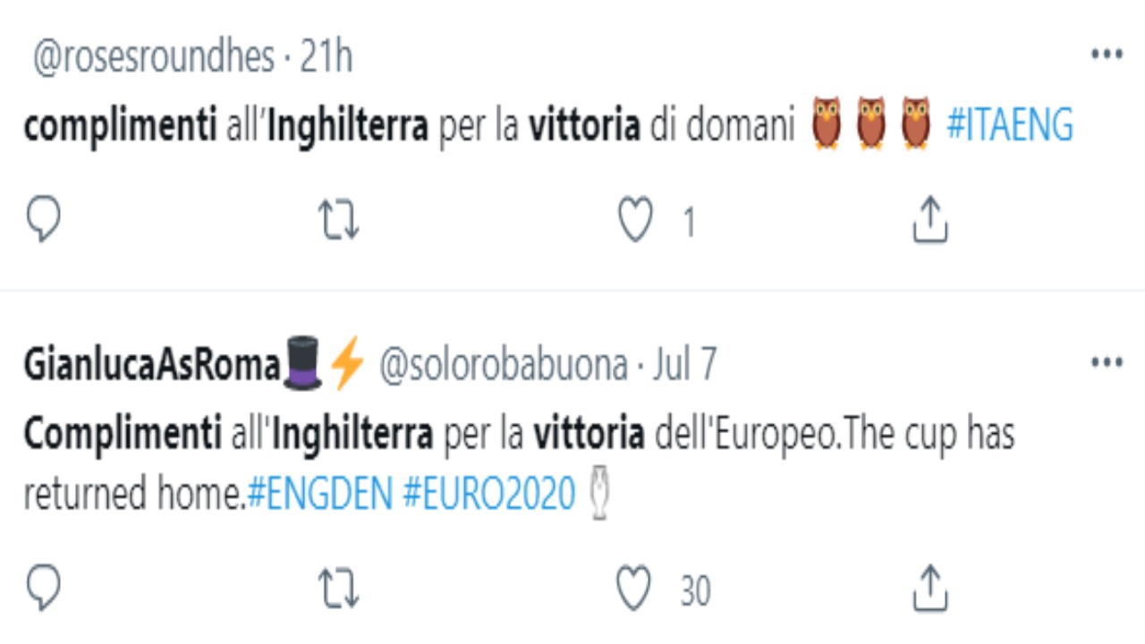 Complimenti inghilterra per la vittoria